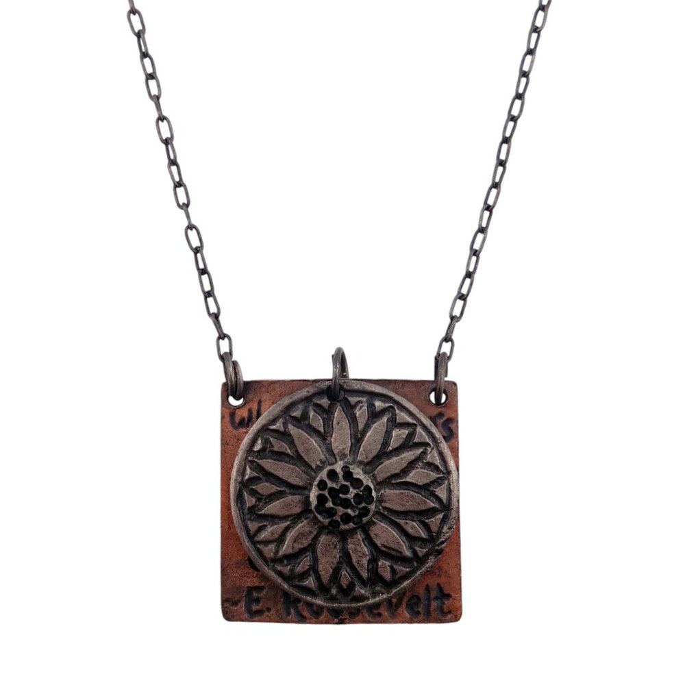 Anju Mixed Metal Sunflower "Where Flowers Bloom so does Hope" Necklace - NEW